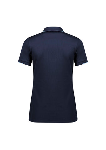 Focus Womens Short Sleeve Polo Navy/Sky back view