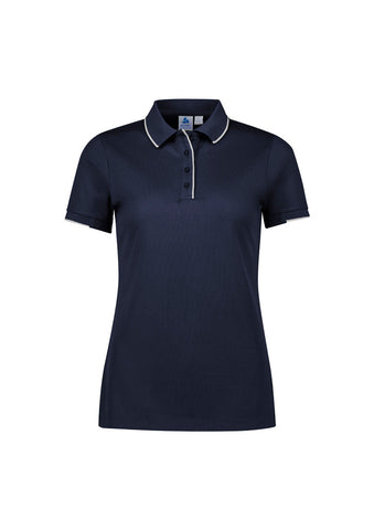 Focus Womens Short Sleeve Polo Navy/White