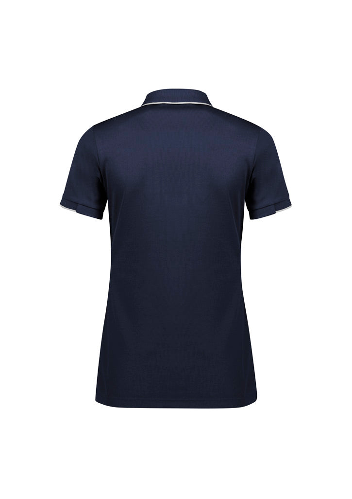 Focus Womens Short Sleeve Polo Navy/White back view