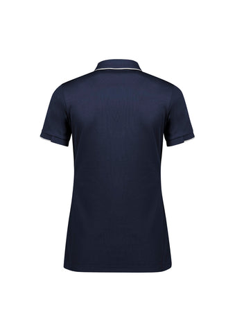 Focus Womens Short Sleeve Polo Navy/White back view