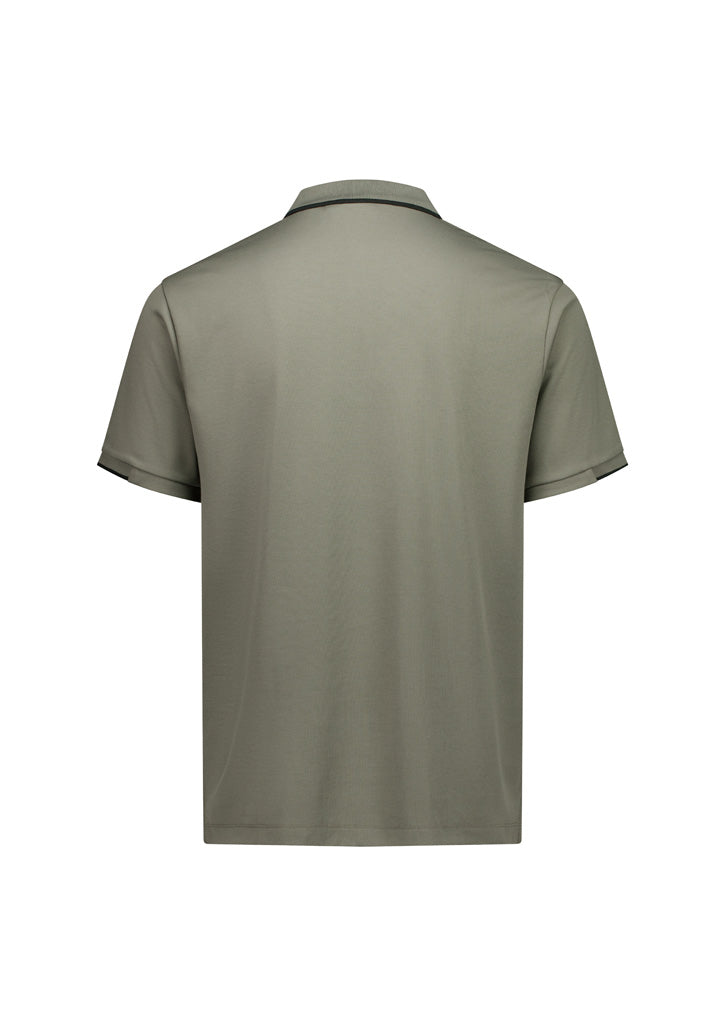 Focus Mens Short Sleeve Polo Taupe/Black back view