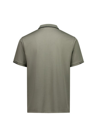 Focus Mens Short Sleeve Polo Taupe/Black back view