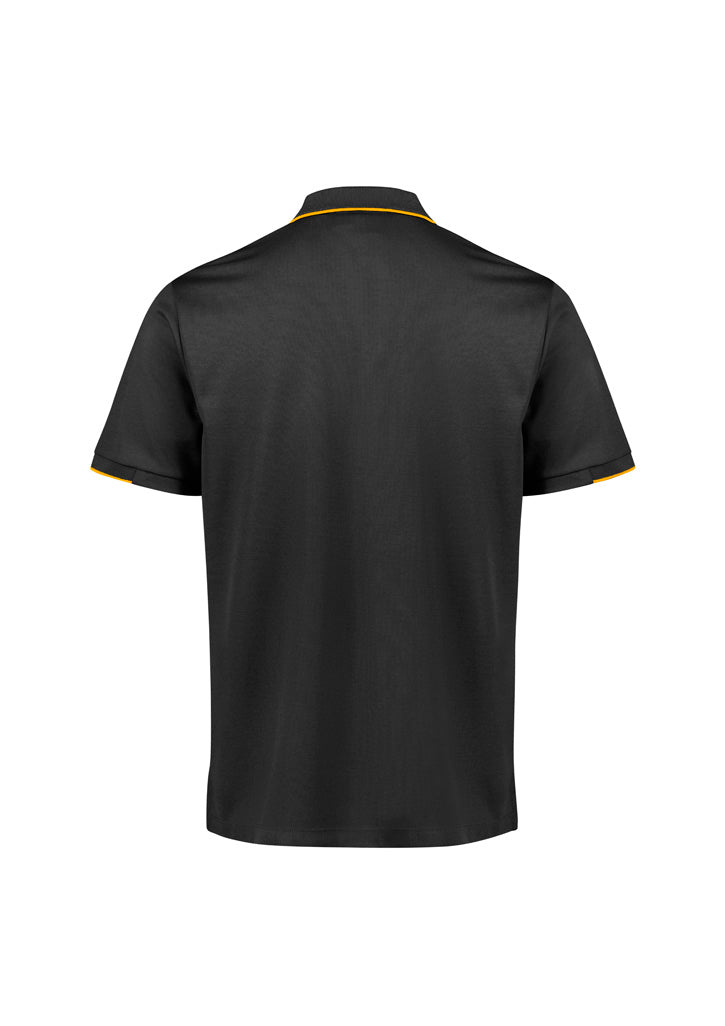 Focus Mens Short Sleeve Polo Black/Gold back view