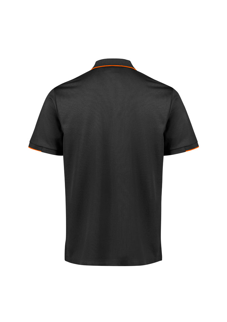 Focus Mens Short Sleeve Polo Black/Orange back view