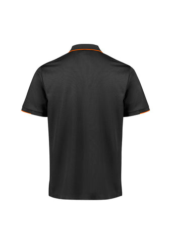 Focus Mens Short Sleeve Polo Black/Orange back view