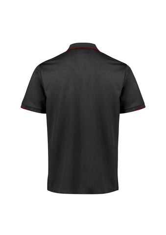 Focus Mens Short Sleeve Polo Black/Red back view