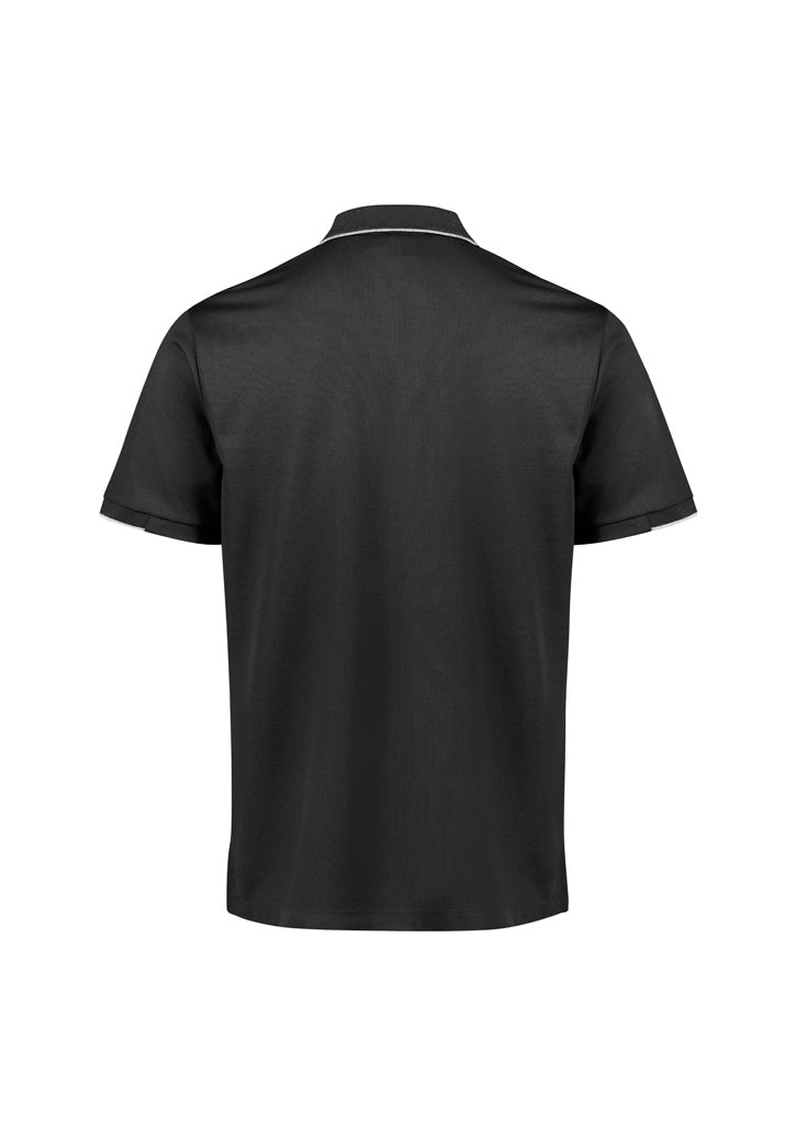 Focus Mens Short Sleeve Polo Black/White back view