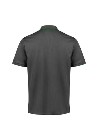Focus Mens Short Sleeve Polo Grey/Fluoro Lime back view