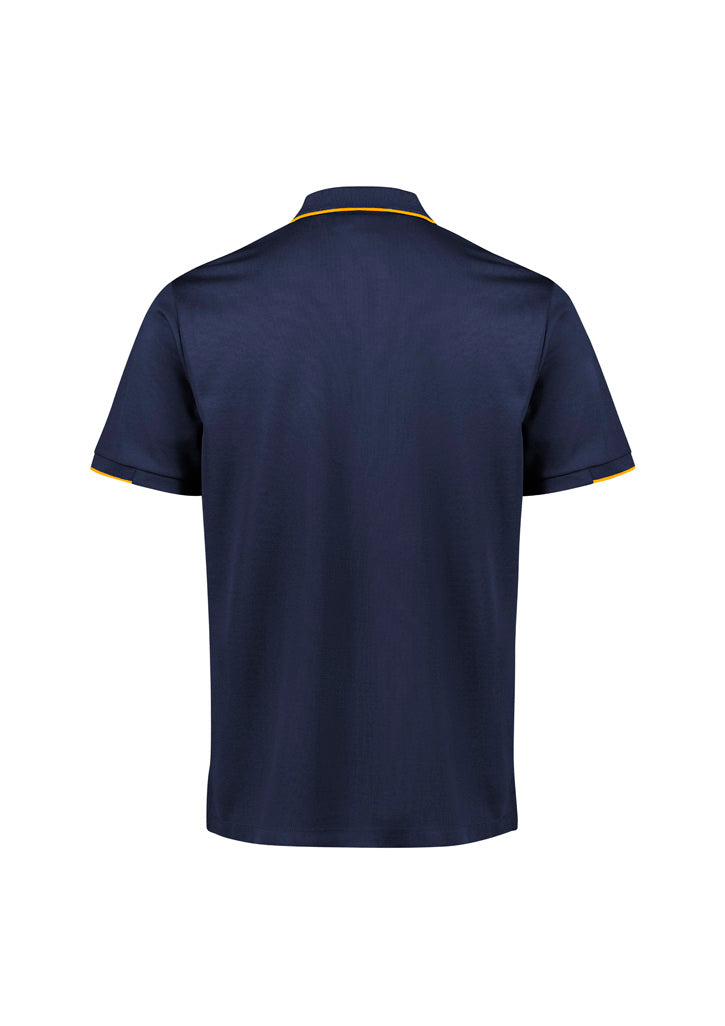 Focus Mens Short Sleeve Polo Navy/Gold back view
