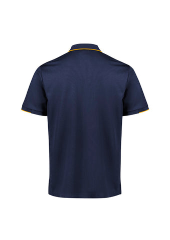 Focus Mens Short Sleeve Polo Navy/Gold back view