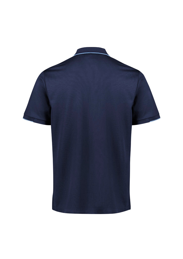 Focus Mens Short Sleeve Polo Navy/Sky back view