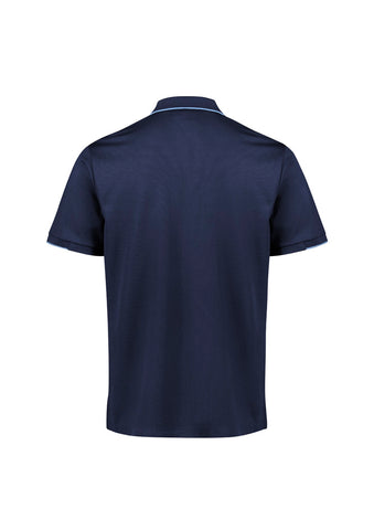 Focus Mens Short Sleeve Polo Navy/Sky back view