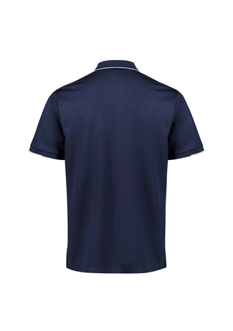 Focus Mens Short Sleeve Polo Navy/White back view