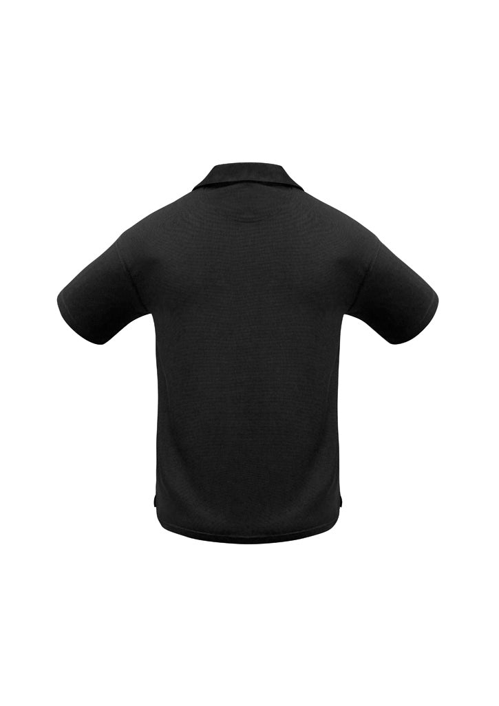 Micro Mens Waffle Short Sleeve Polo Black back view
