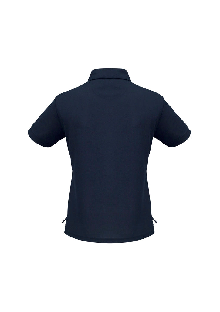 Micro Womens Waffle Short Sleeve Polo Navy back view