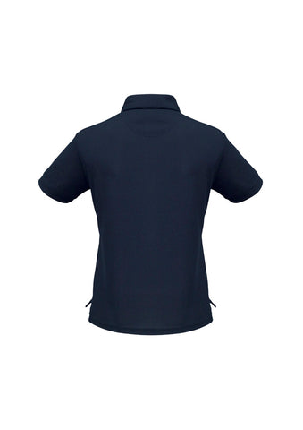 Micro Womens Waffle Short Sleeve Polo Navy back view