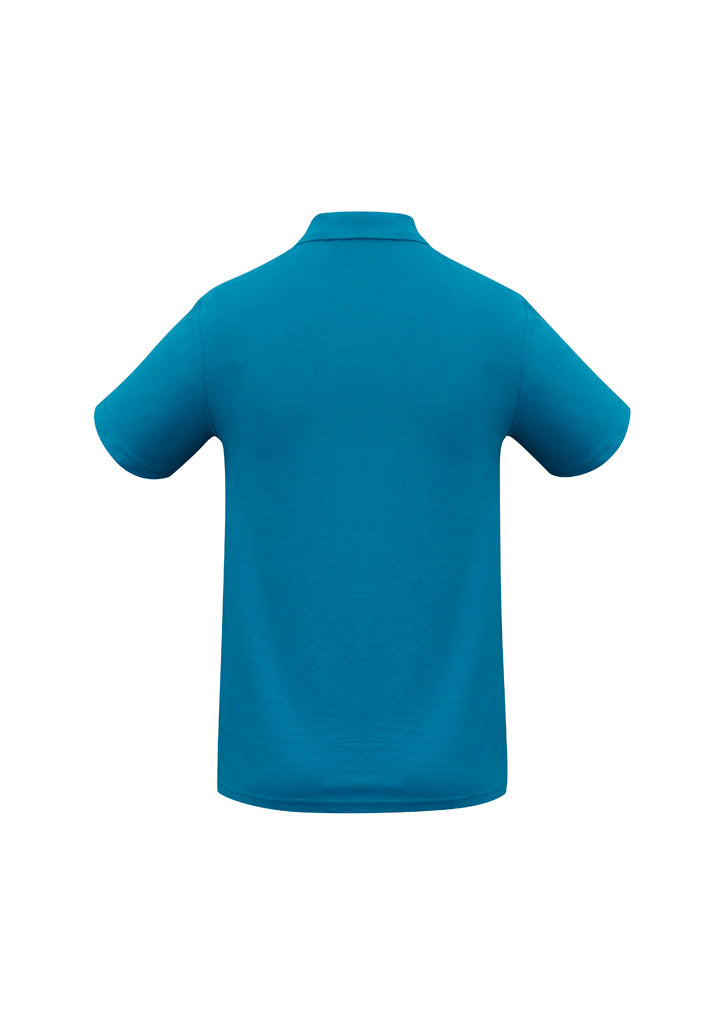 Crew Kids Short Sleeve Polo Cyan back view