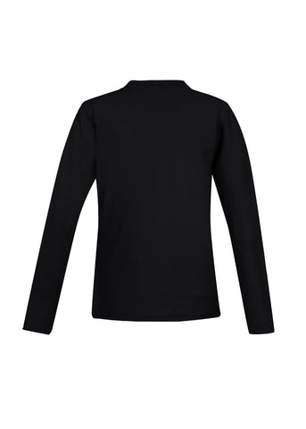 Crew Womens Long Sleeve Polo Black back view