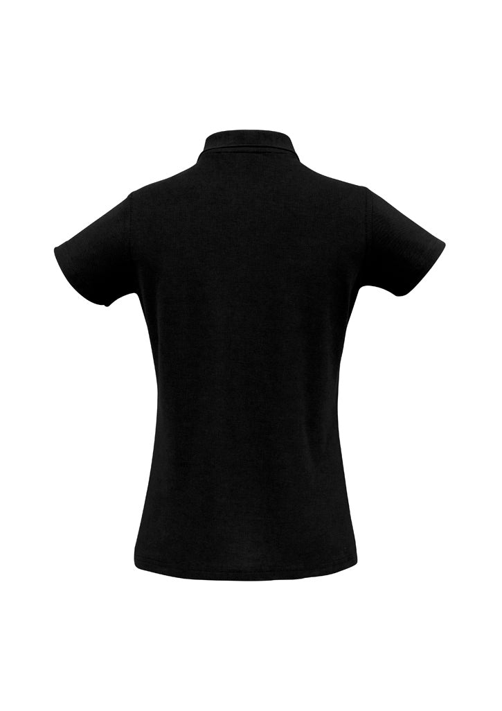 Crew Womens Short Sleeve Polo Black back view