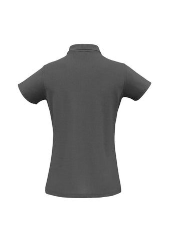 Crew Womens Short Sleeve Polo Charcoal back view