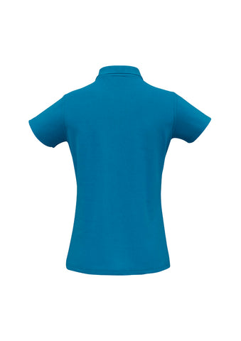 Crew Womens Short Sleeve Polo Cyan back view