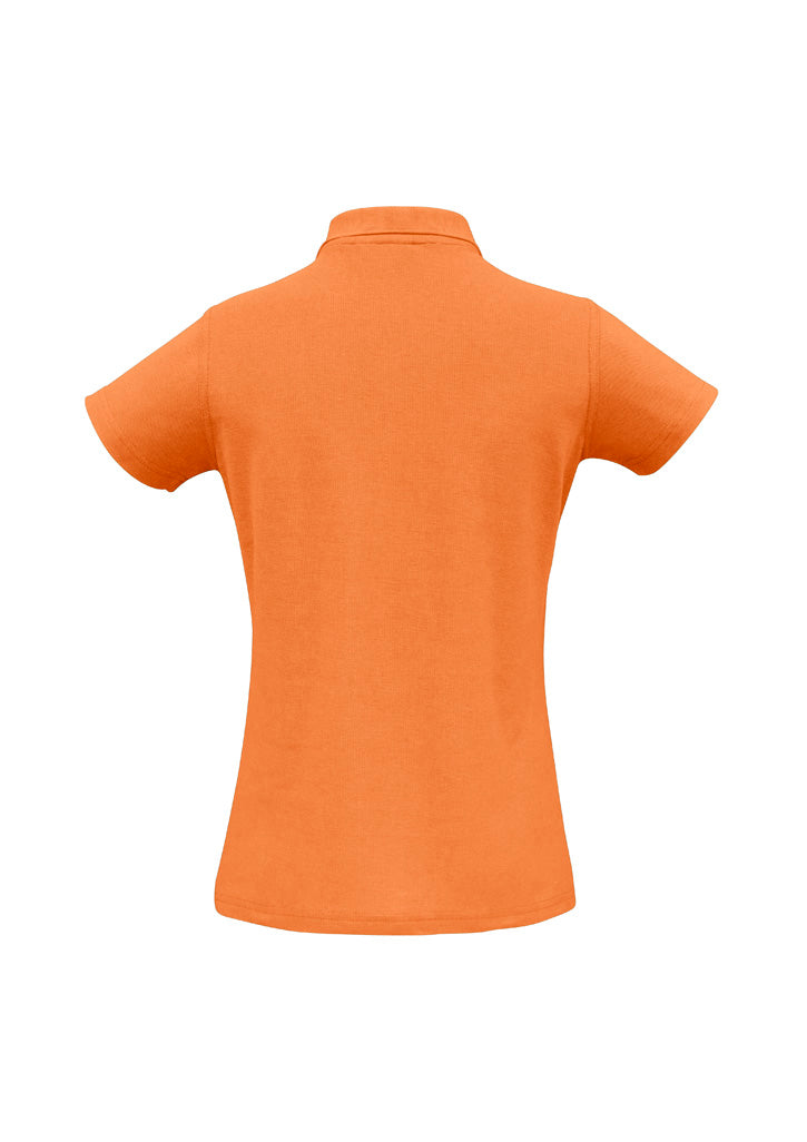 Crew Womens Short Sleeve Polo Orange back view