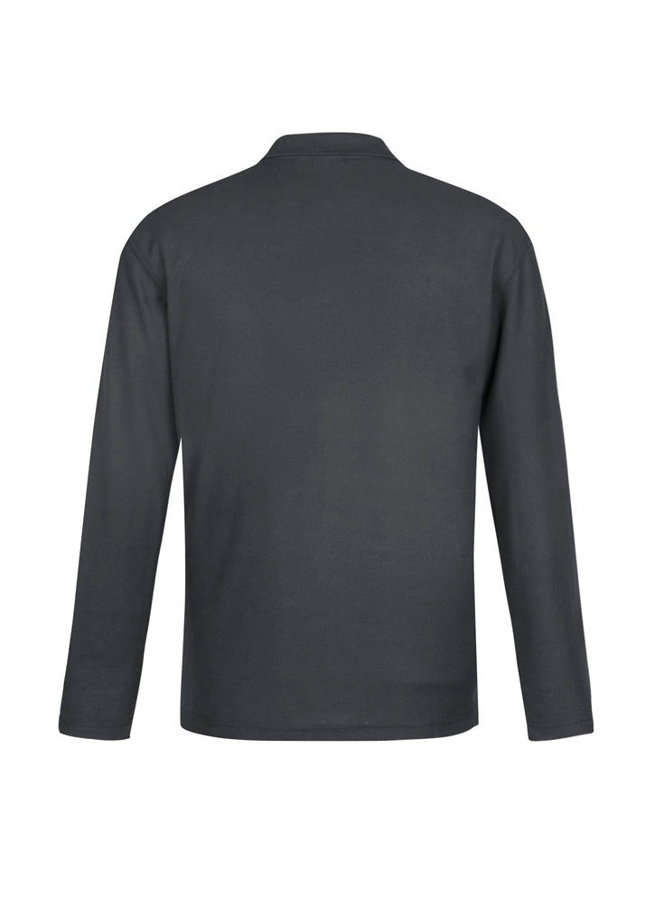 Crew Mens Long Sleeve Polo Charcoal back view