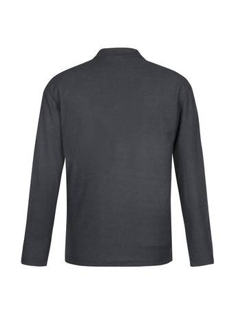 Crew Mens Long Sleeve Polo Charcoal back view