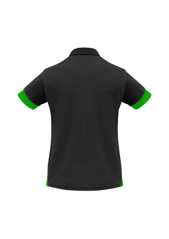 Talon Womens Short Sleeve Polo Black/Green back view
