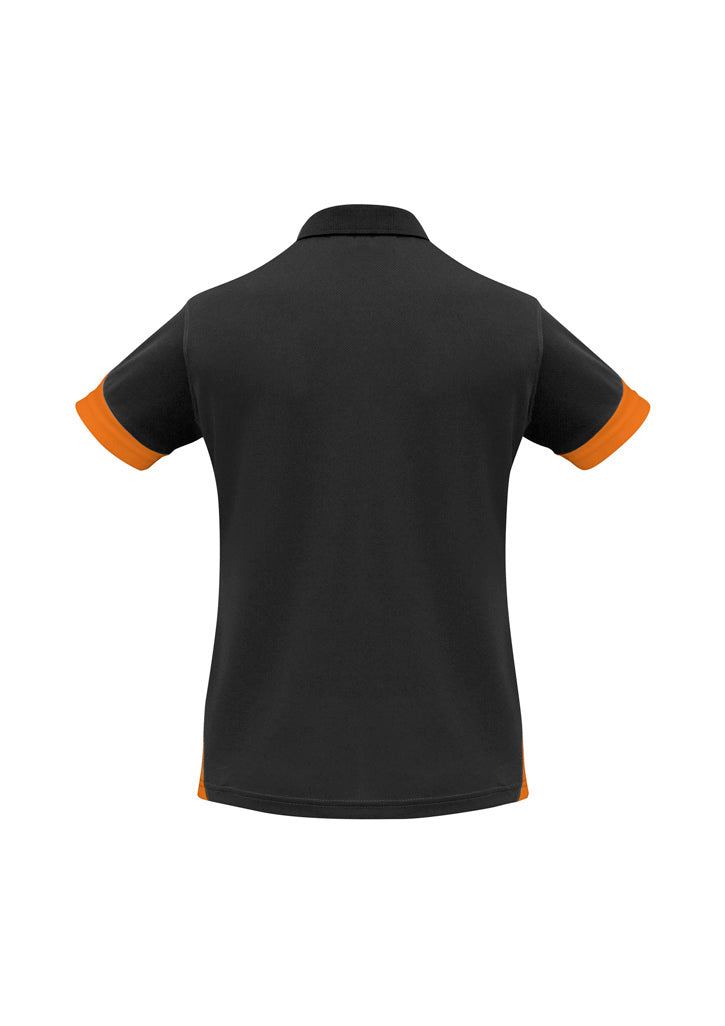 Talon Womens Short Sleeve Polo Black/Orange back view