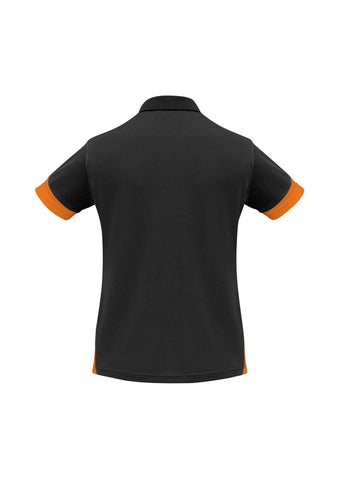 Talon Womens Short Sleeve Polo Black/Orange back view