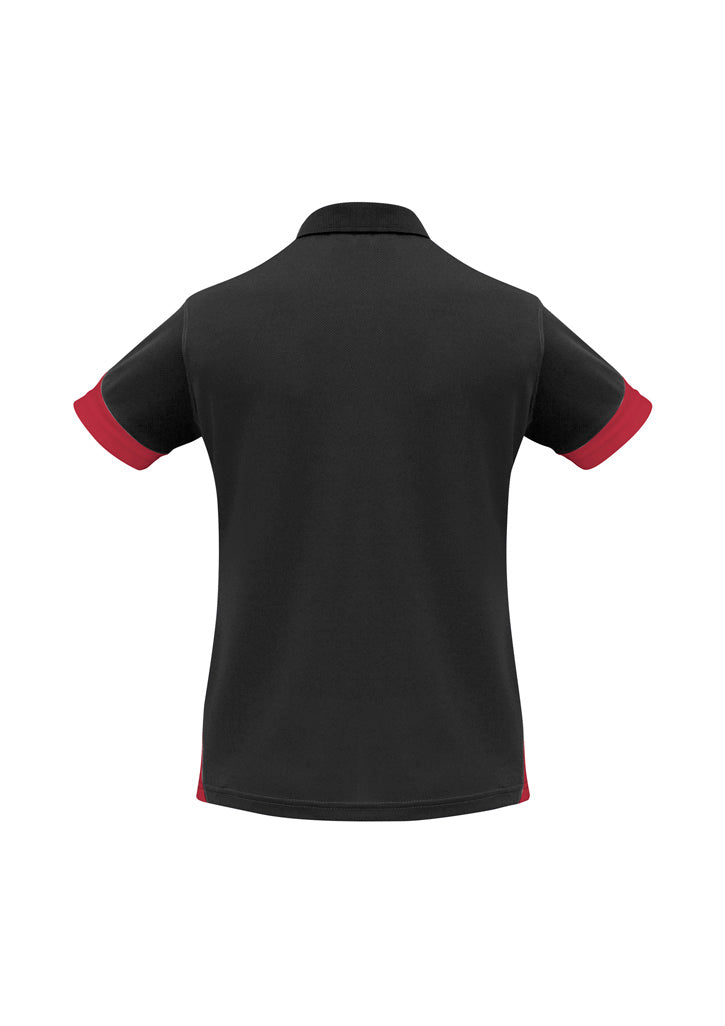 Talon Womens Short Sleeve Polo Black/Red back view