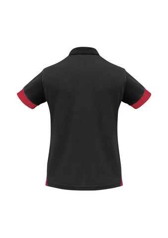 Talon Womens Short Sleeve Polo Black/Red back view