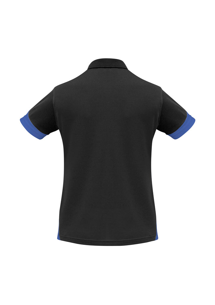 Talon Womens Short Sleeve Polo Black/Royal back view