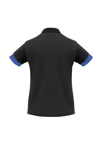 Talon Womens Short Sleeve Polo Black/Royal back view