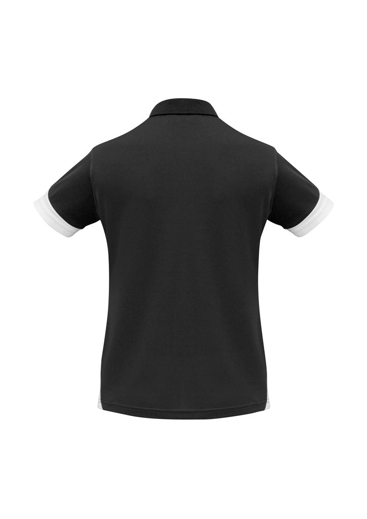 Talon Womens Short Sleeve Polo Black/White back view