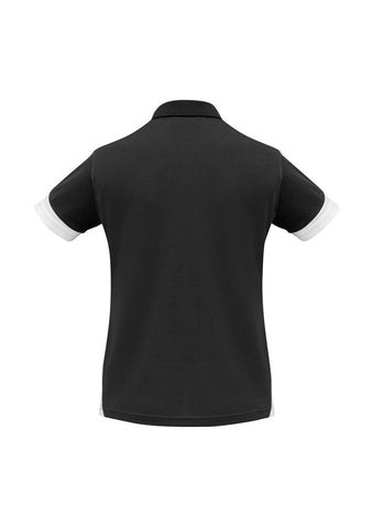 Talon Womens Short Sleeve Polo Black/White back view