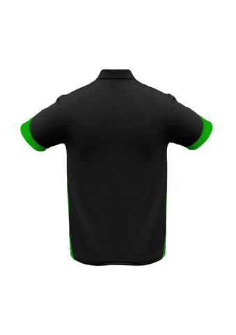 Talon Mens Short Sleeve Polo Black/Green back view