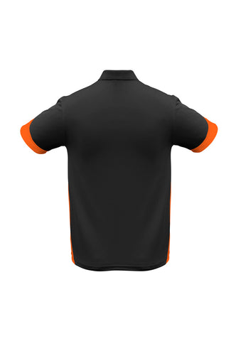 Talon Mens Short Sleeve Polo Black/Orange back view