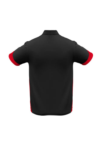 Talon Mens Short Sleeve Polo Black/Red back view