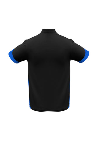 Talon Mens Short Sleeve Polo Black/Royal back view