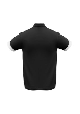 Talon Mens Short Sleeve Polo Black/White back view