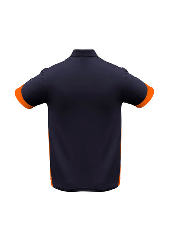 Talon Mens Short Sleeve Polo Navy/Orange back view