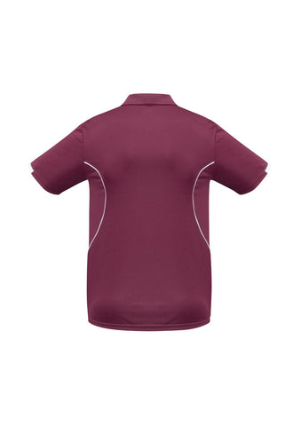 Razor Kids Short Sleeve Polo Maroon/White back view