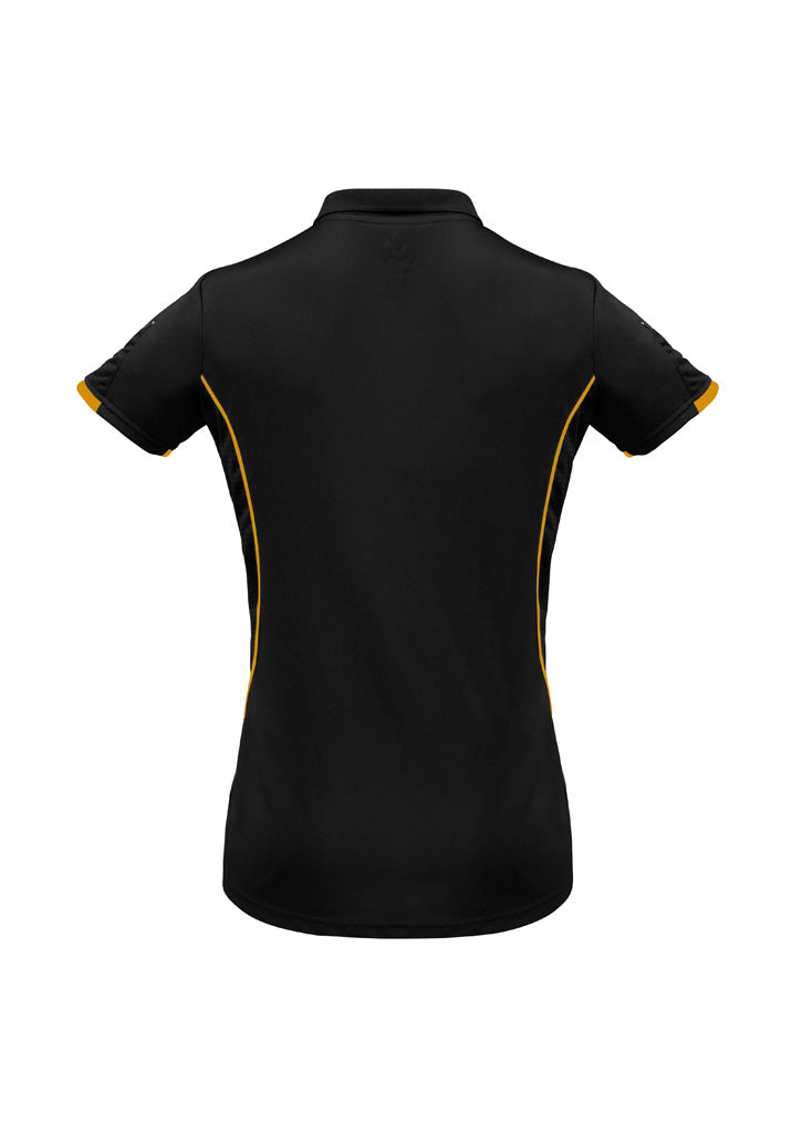 Razor Womens Short Sleeve Polo Black/Gold back view