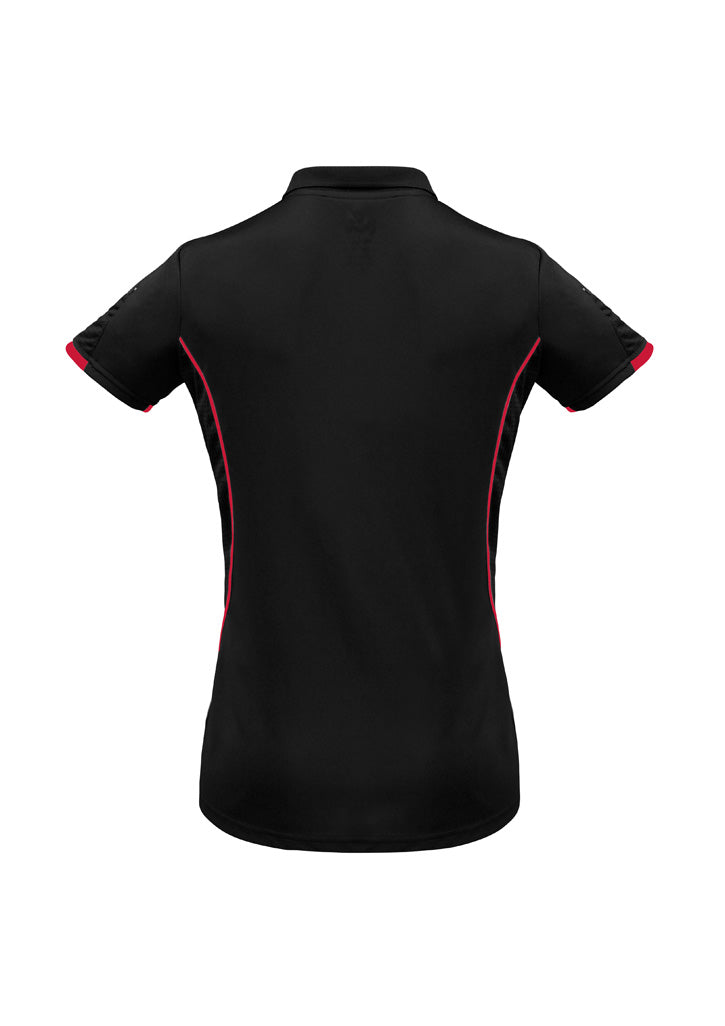 Razor Womens Short Sleeve Polo Black/Red back view