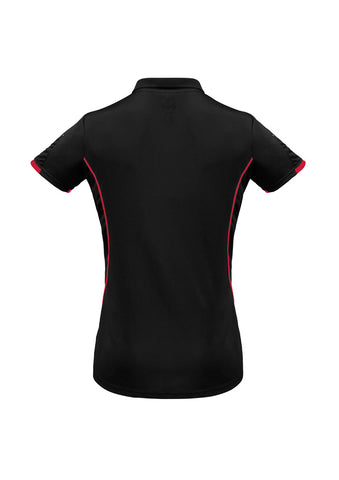 Razor Womens Short Sleeve Polo Black/Red back view
