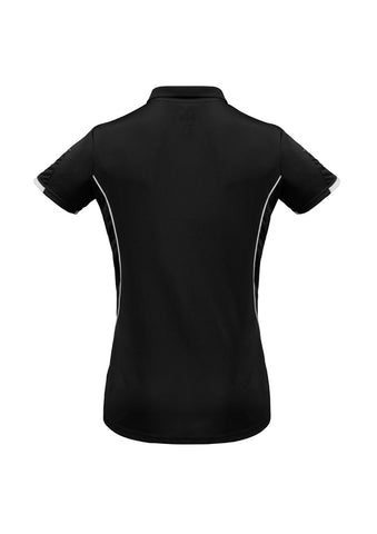 Razor Womens Short Sleeve Polo Black/White back view