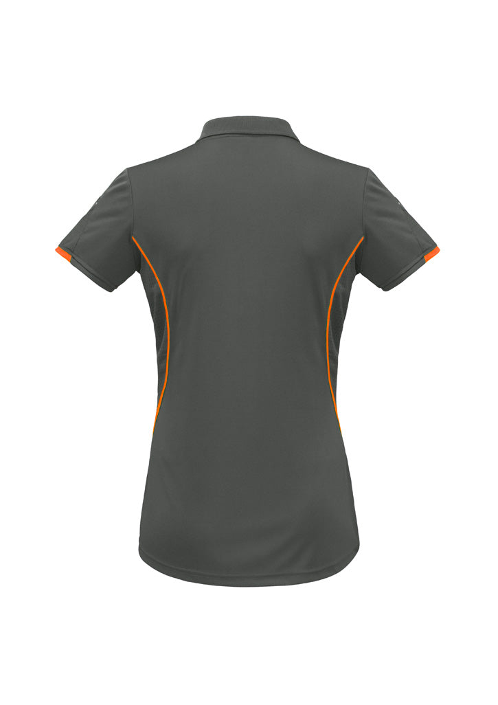 Razor Womens Short Sleeve Polo Grey/Fluoro Orange back view