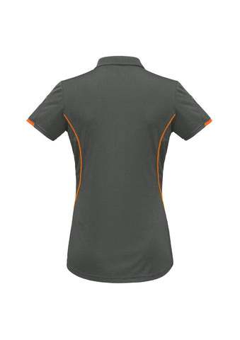 Razor Womens Short Sleeve Polo Grey/Fluoro Orange back view